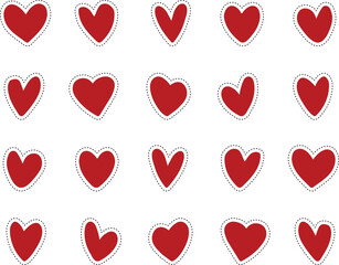 vector hearts stickers, set of red hearts