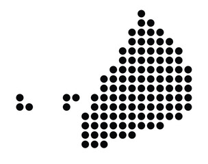 Symbol Map of the City Dzaoudzi (France) showing the city with a pattern of just a few black dots