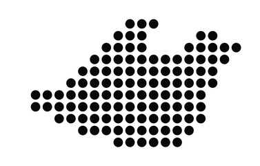 Symbol Map of the City Issy-les-Moulineaux (France) showing the city with a pattern of just a few black dots