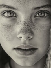 Naklejka premium Woman with Freckles Close-Up