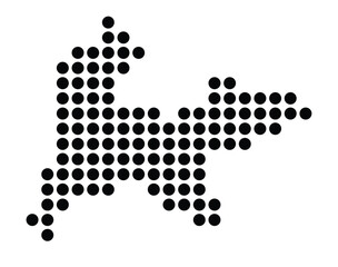 Symbol Map of the City Poitiers (France) showing the city with a pattern of just a few black dots