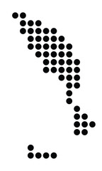 Symbol Map of the City Pointe-a-Pitre (France) showing the city with a pattern of just a few black dots