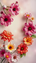 Fototapeta premium floral flowers abstract background banner, studio lighting, with white tones