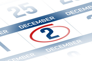 Fototapeta premium 2 December 2025 year calendar day illustration