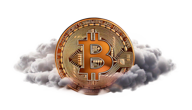 Bitcoin ausgeschnitten: Die führende Kryptowährung - Digitale, dezentrale und sichere Rundmünze aus glänzendem Gold mit symbolischem ‘B’, ideal für Investitionen und Online-Zahlungen