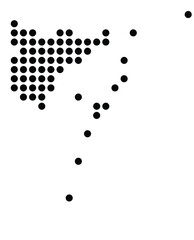 Symbol Map of the City Venezia (Italy) showing the city with a pattern of just a few black dots