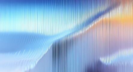 Abstract wavy lines, undulating pattern, gradient background, blue to orange transition, rippling effect, digital art, futuristic design, smooth curves, optical illusion, minimalist composition, ether