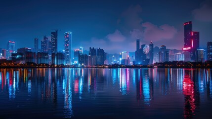 Fototapeta premium Fireworks over the river