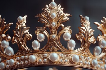 Fototapeta premium Gold Crown with Pearls