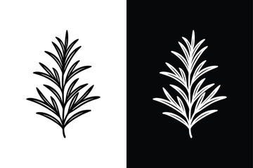 Obraz premium Rosemary Branch Illustration. Elegant Herb Silhouette Vector Design