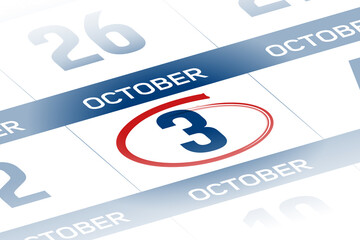 3 October 2025 year calendar day illustration