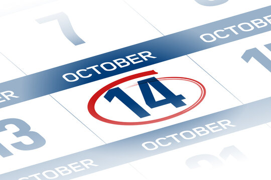 14 October 2025 year calendar day illustration