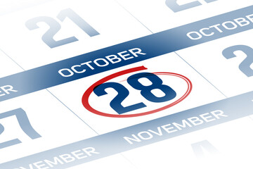 28 October 2025 year calendar day illustration