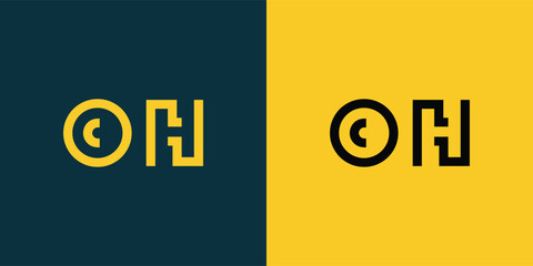 OH abstract  minimalist letters Logo Monogram. It is a minimalist logo, this logo is made by combining two letters