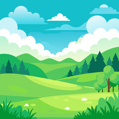 Obraz premium green meadow with white cloud