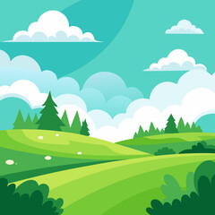 Obraz premium green meadow with white cloud