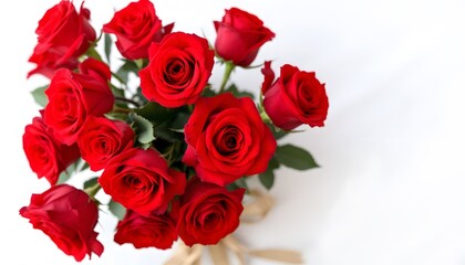 Obraz premium Bouquet of Red Roses on White Background
