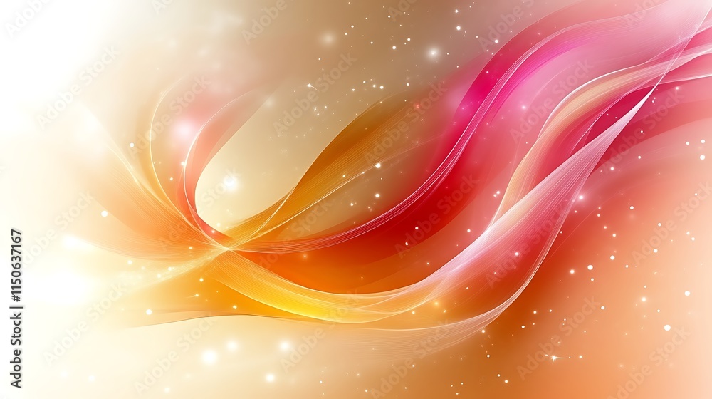 Canvas Prints abstract orange and pink wave design with sparkle