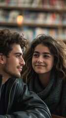 Obraz premium Middle Eastern university students enjoying each other's company while studying in a vibrant, natural atmosphere