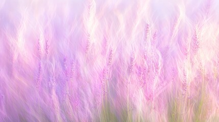 Obraz premium Enchanting Lavender Field - Relaxing Motion Blur Landscape with Soft Swirling Purples and Golden Sunlight Glow