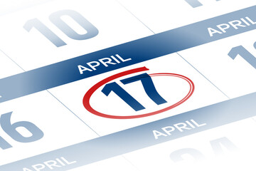 17 April 2025 year calendar day illustration
