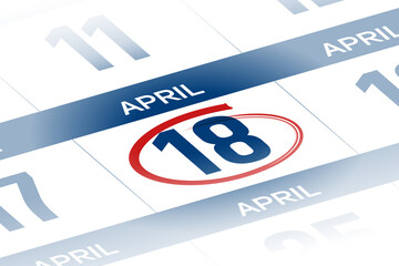 18 April 2025 year calendar day illustration