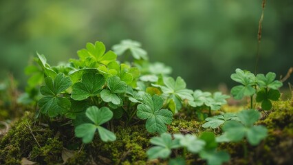 A bunch of green plants with small leaves and one of them has a heart shape