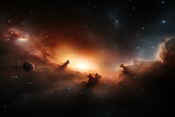 Fototapeta premium Cosmic clouds and bright stars illuminate the vastness of space during a celestial event