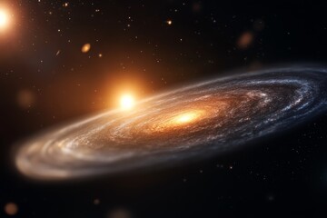 Fototapeta premium Vibrant spiral galaxy illuminated by stars in a vast cosmic landscape