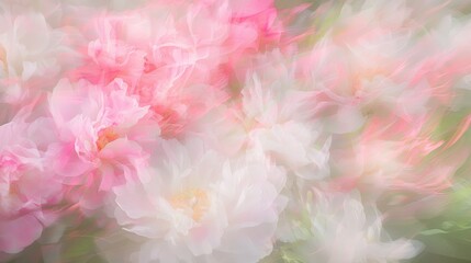 Ethereal Peony Motion Blur - Romantic Floral Garden Scene with Soft Pink Petals in Warm Sunlight