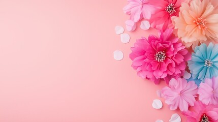 Fototapeta premium A stylish hand offering a bouquet of mixed flowers, positioned on a clean white background with space for text