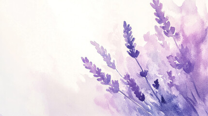 Watercolor lavender flowers creating a serene purple background