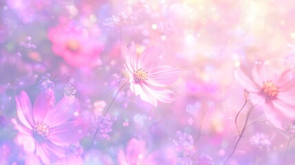 Ethereal Motion Blur of Vibrant Cosmos Flowers in a Field - Capturing the Beauty of Nature in Motion