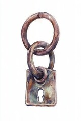 National Horse Protection Day Rustic vintage padlock and chain watercolor artwork for retro design...