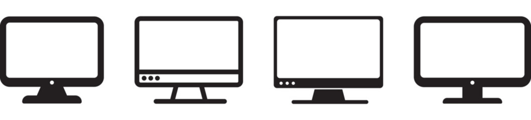 Computer monitor icon. Flat PC symbol.