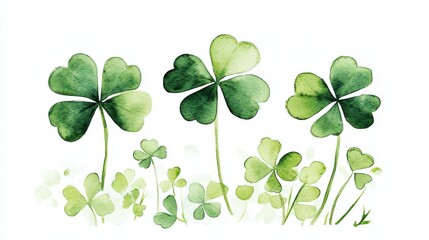 St. Patrick's Day Watercolor clover design for st patrick's day and nature-themed projects