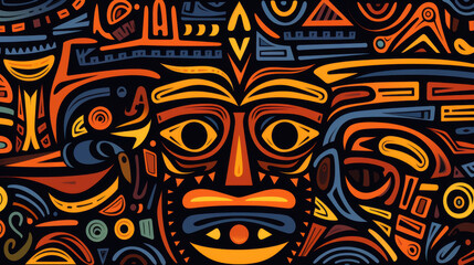 African Liberation Day Tribal mask with geometric patterns and vibrant colors for cultural art projects