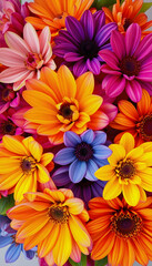 Vibrant floral composition with multicolored petals in an abstract style, representing the beauty of nature's diversity, 8k, with white tones