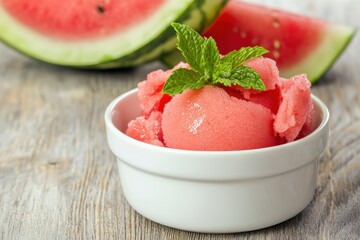 Refreshing watermelon sorbet recipe kitchen food photography bright close-up summer treats