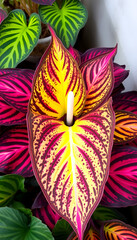 Obraz premium Colorful caladium plant, Dreamy, with white tones