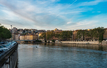 Fototapeta premium Spring colorful flower bed. Tulips and daffodils. Bright colors of the coming summer. Sun.
