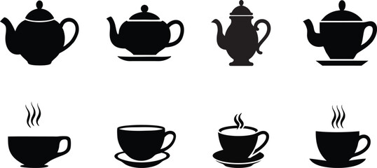 Tea & coffee cup icon bundle set. cup a coffee icon vector illustration.