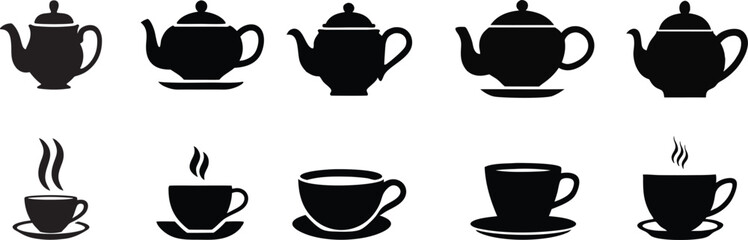 Tea & coffee cup icon bundle set. cup a coffee icon vector illustration.