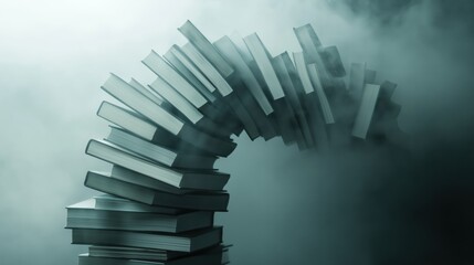 Fototapeta premium Bridge of floating books: symbolizing knowledge and imagination