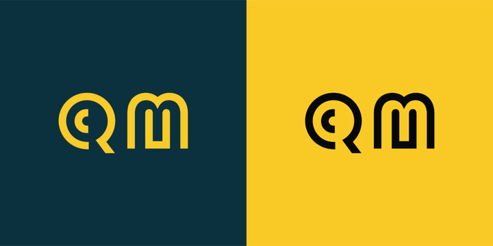 QM abstract  minimalist letters Logo Monogram. It is a minimalist logo, this logo is made by combining two letters