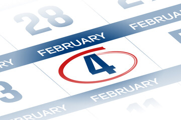 4 February 2025 year calendar day illustration