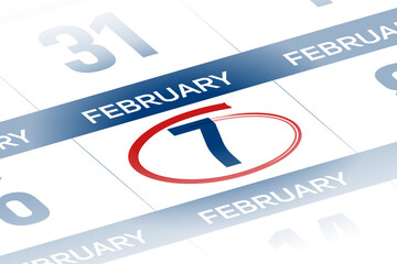 7 February 2025 year calendar day illustration