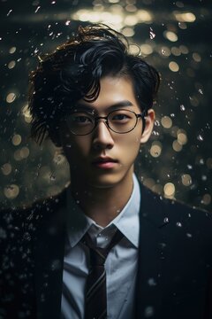 An 18-year-old guy from China, looking elegant and stylish, in a fascinating photo