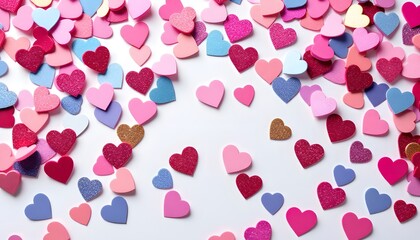 Heart-Shaped Confetti on White Background