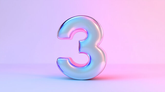Number 3 stylized and isolated on a plain background